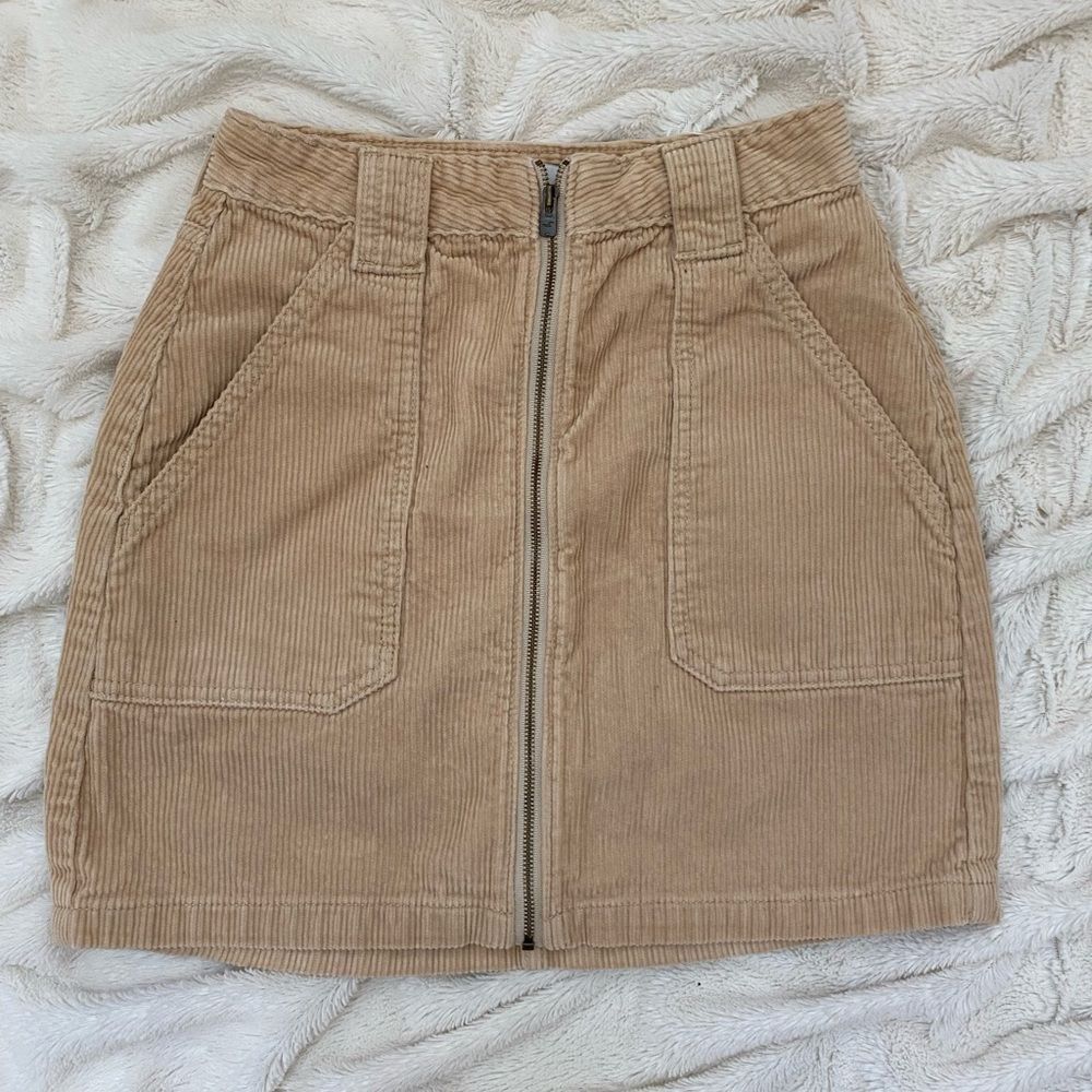 Hollister corduroy mini zip-up skirt